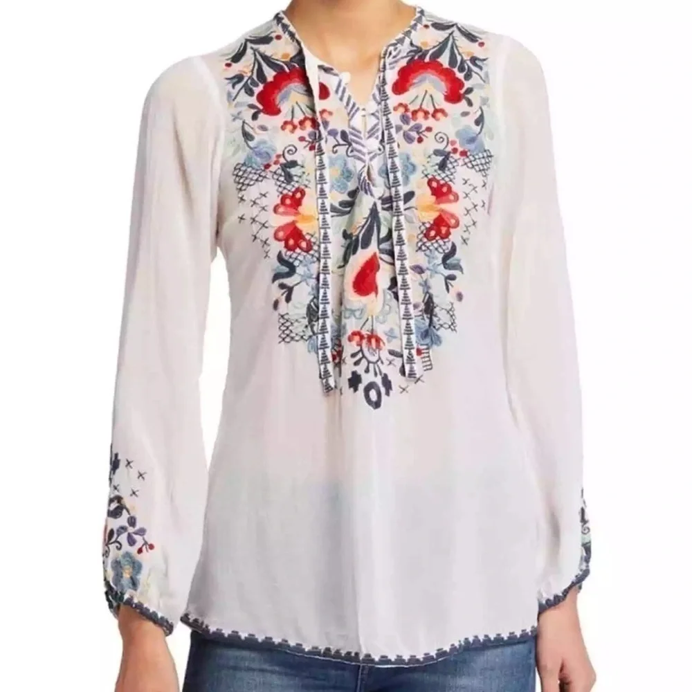 Johnny Was heavily embroidered Bisma blouse NWT - Picture 8 of 8